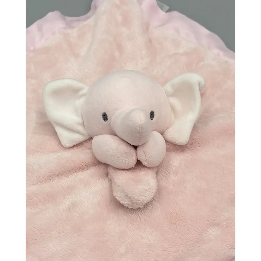 Carters Just One You Pink Elephant Lovey Baby Security Blanket Satin Like Trim